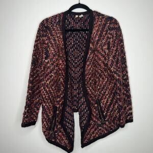 Moth Anthro Womens Jacquard Cardigan Wool Blend Open Front Boho Size PL